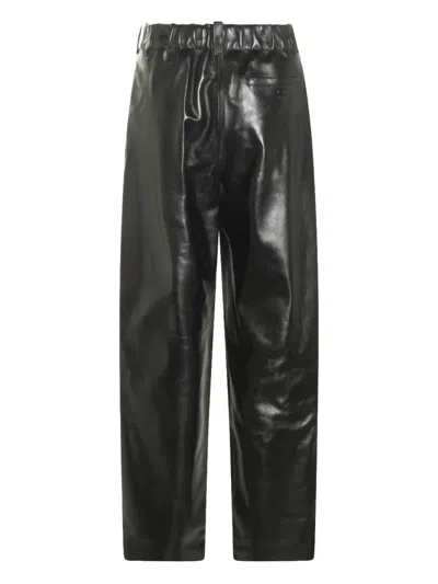 Givenchy Double Pleat Pants In Leather In Black