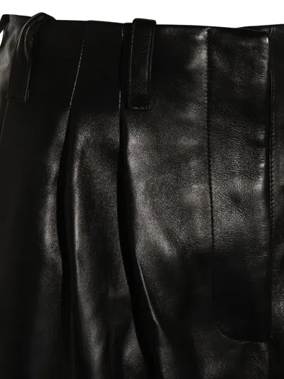 Givenchy Double Pleat Pants In Leather In Black