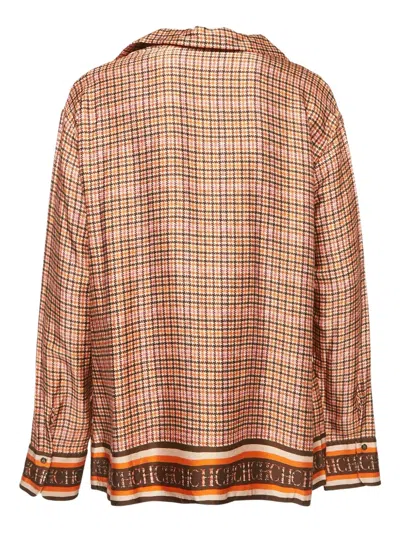 Pre-owned Carolina Herrera Vintage  Houndstooth-pattern Blouse In Orange