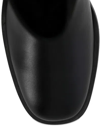 Stuart Weitzman Benni Mixed Leather Riding Boots In Black