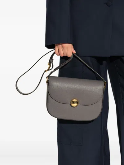 Furla Leather-trimmed Crossbody Bag In Gray