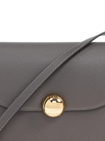 Furla Leather-trimmed Crossbody Bag In Gray