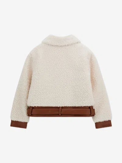Guess Girls Faux Fur Jacket In White