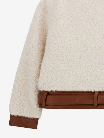 Guess Girls Faux Fur Jacket In White