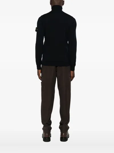 Stone Island Black Wool Turtleneck Sweater In Black
