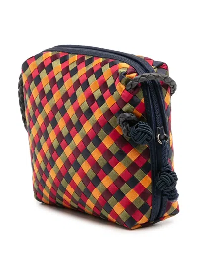 Pre-owned Bottega Veneta 20th Century Mini Satin Intrecciato Multicolor Nodini Crossbody Bag In Red