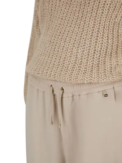 Herno Pants With Elasticized Waist Trousers Beige In Neutral