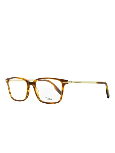 Zegna Rectangular Glasses In Brown