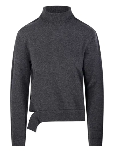 Re Code Turtleneck Asymmetric-hem Sweater In Black