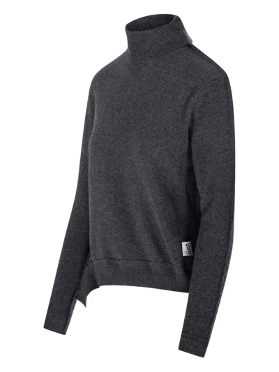 Re Code Turtleneck Asymmetric-hem Sweater In Black