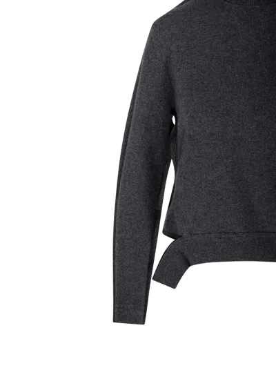 Re Code Turtleneck Asymmetric-hem Sweater In Black