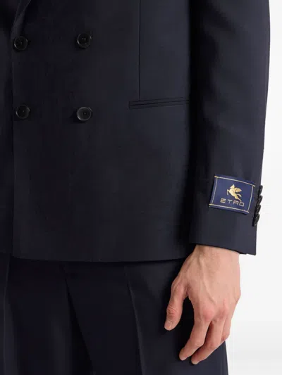 Etro Double-breasted Jacket In Blue