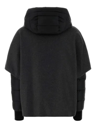 Moorer Hooded Down Jacket Featuring Quilted Sleeves In Gray