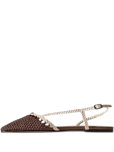 RONDA 编织皮质裹踝平底鞋