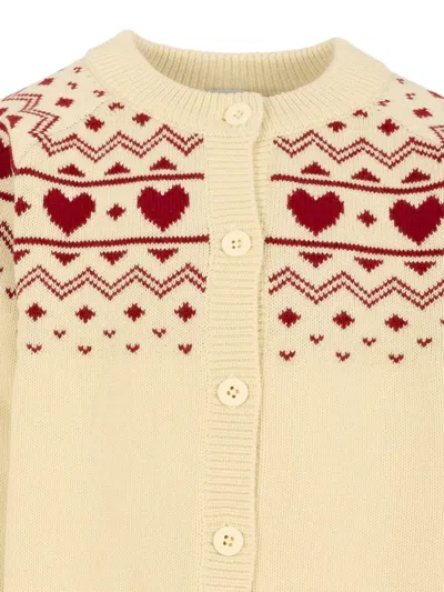 Petit Bateau Heart-pattern Button Cardigan In Neutral