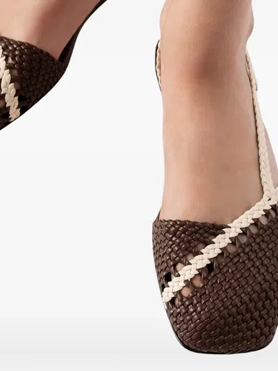 RONDA 编织皮质裹踝平底鞋