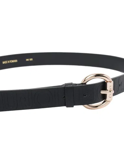 Liu •jo Adjustable Belt With Metal Round Buckle In Black