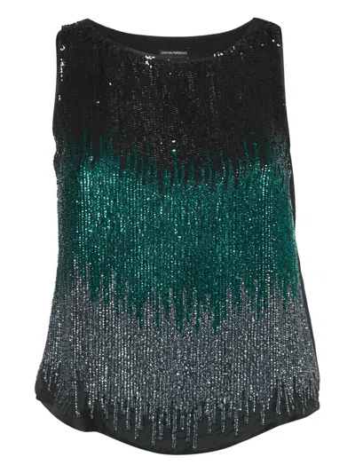 Pre-owned Emporio Armani Sequinned Top In Black