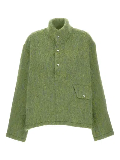 Tanaka Highneck Wool Blend Sweater In Green