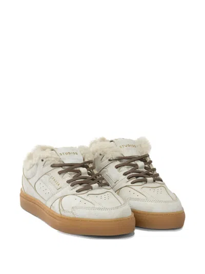 Copenhagen Cph63 Fur-trim Leather Sneakers In White