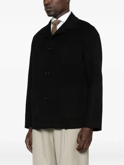 Lardini Single-breasted Coat In Black