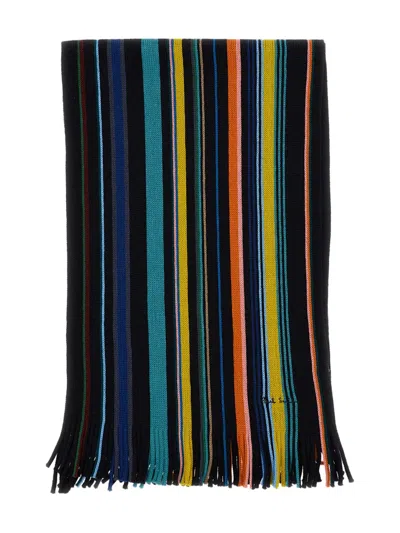 Paul Smith Men Scarf Db Side Strp In Blue