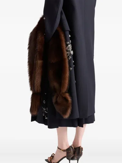 Prada Embroidered Rush Stitch Midi-skirt In Blue
