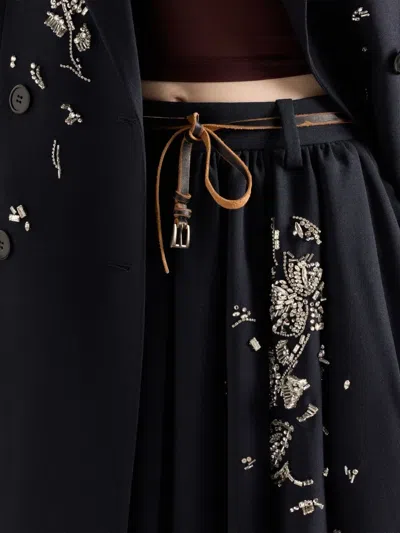 Prada Embroidered Rush Stitch Midi-skirt In Blue