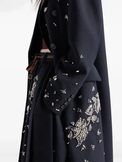 Prada Embroidered Rush Stitch Midi-skirt In Blue