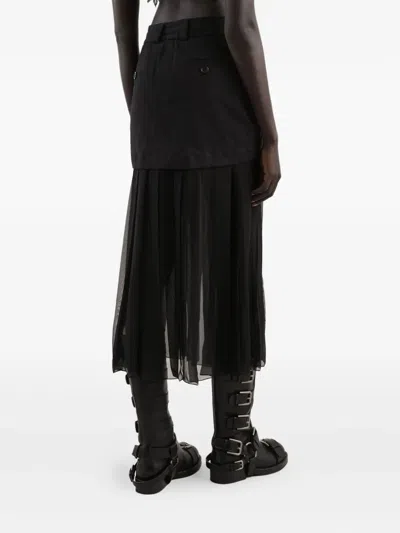 Dolce & Gabbana Black Skirt With Pleated Design And Drawstring Waist In Silk Blend Stretch Woman In Black