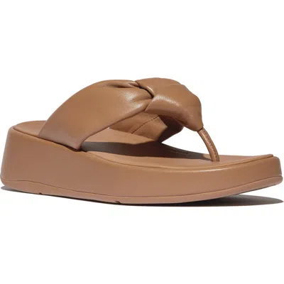 Fitflop F-mode Knot Platform Wedge Flip Flop In Brown