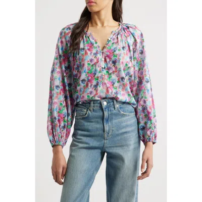 Rails Indi Floral Print Cotton Peasant Top In Multi