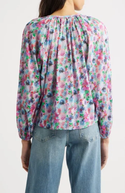 Rails Indi Floral Print Cotton Peasant Top In Multi