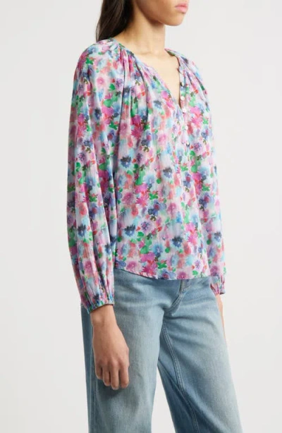 Rails Indi Floral Print Cotton Peasant Top In Multi