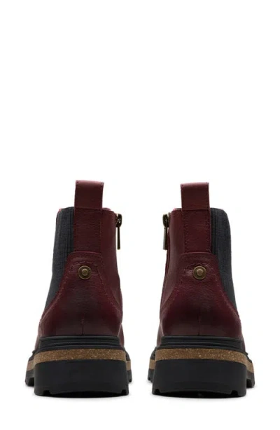 Clarks Hencroft Step Wp Leather Bootie In Burgundy