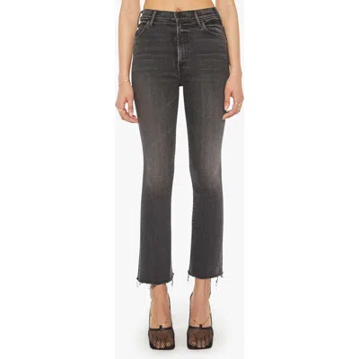 Mother The Hustler High Waist Fray Hem Ankle Bootcut Jeans In Black