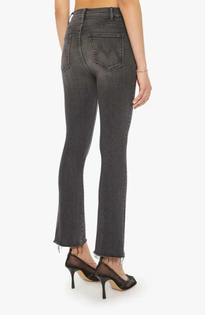Mother The Hustler High Waist Fray Hem Ankle Bootcut Jeans In Black