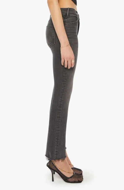 Mother The Hustler High Waist Fray Hem Ankle Bootcut Jeans In Black