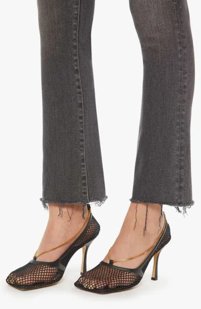 Mother The Hustler High Waist Fray Hem Ankle Bootcut Jeans In Black