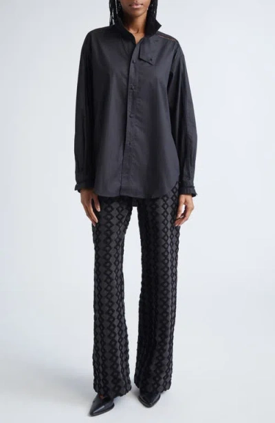Diotima Stulla Geometric Embroidered Wide Leg Jeans In Black