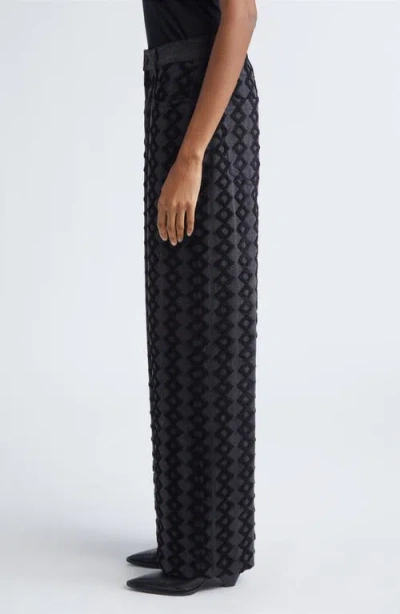 Diotima Stulla Geometric Embroidered Wide Leg Jeans In Black
