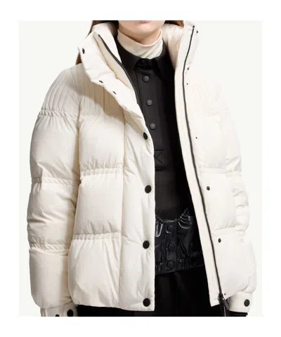 Moncler Anglin Padded Jacket With Logo-patch In Neutral