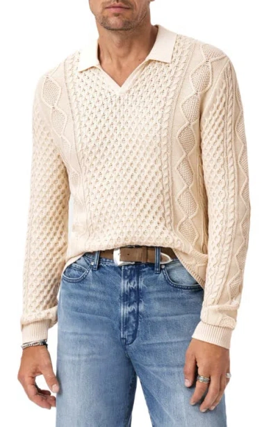 John Varvatos Haynes Organic Cotton Johnny Collar Sweater In Neutral