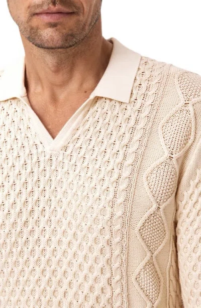 John Varvatos Haynes Organic Cotton Johnny Collar Sweater In Neutral