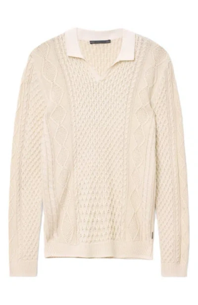 John Varvatos Haynes Organic Cotton Johnny Collar Sweater In Neutral