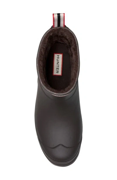Hunter Play Short Faux Shearling Lined Waterproof Rain Boot In Brown
