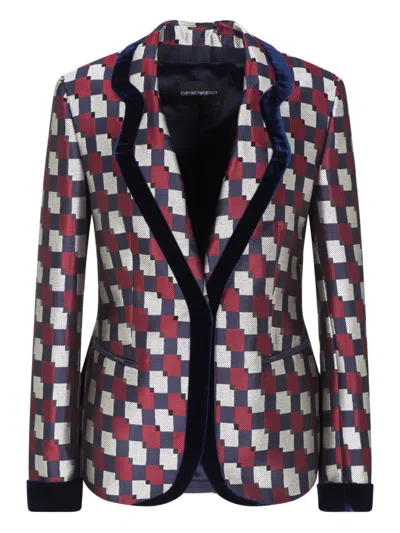 Emporio Armani Pattern-printed Single-breasted Blazer In Multi