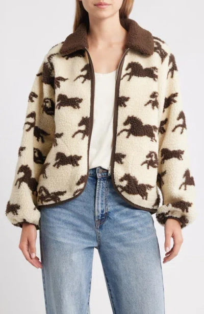 The Great . The Pasture Horse Print Fleece Jacket In Multi
