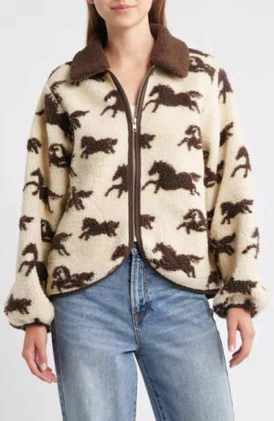 The Great . The Pasture Horse Print Fleece Jacket In Multi