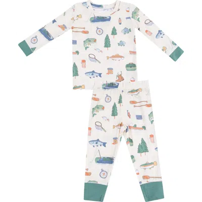 Angel Dear Kids' Fishing Things Lounge Top & Leggings Set In White